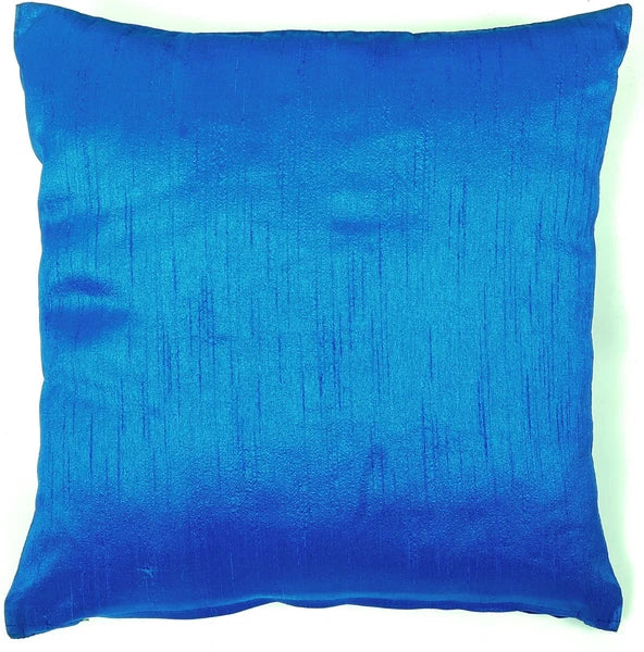 Ethnic 16"  Dupioni Silk Cushion Cover Solid Square Pillow Cover Sofa Throw Blue