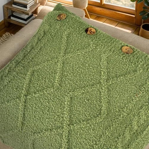 Pack of 2 Plush Throw Pillow Covers 20x20 Inch Soft Corduroy Striped Square