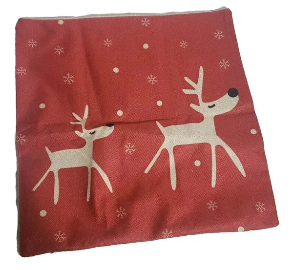 Two  Reindeers Square Throw Pillow Case Sets 17.5 Inches Decorative Sofa Cushion
