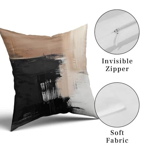 Black Brown Pillow Covers 18x18 Inch 18" x 18" (Pack of 2) Black White Brown