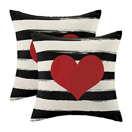 Valentines Pillow Covers 18x18 Inch Set of 2,Red 18" x 18" (Pack of 1) Heart