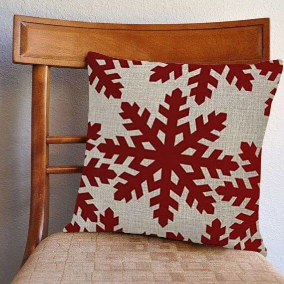 Christmas Snowflakes Throw Pillow Cover Beautiful Red Snowflakes 20" x 20" 12