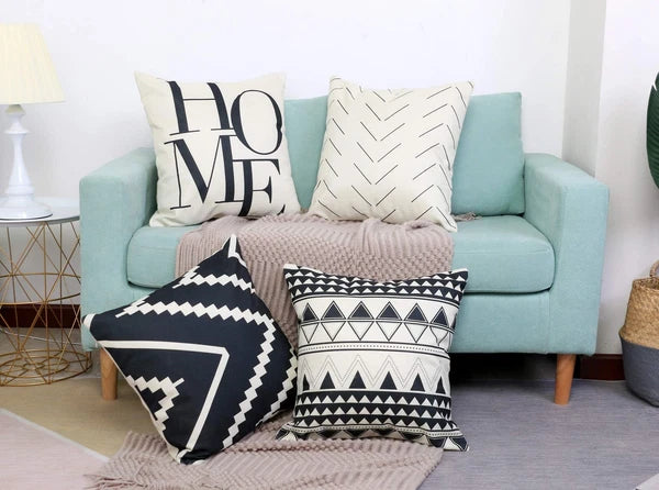 Set of 4 Decorative Throw Pillow Covers 18x18 Inch for Couch, Black and