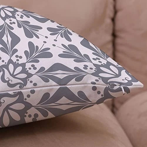 Geometric Flower Decorative Throw Pillow Covers 20 7.9" x 7.9" (Pack of 4) Gray