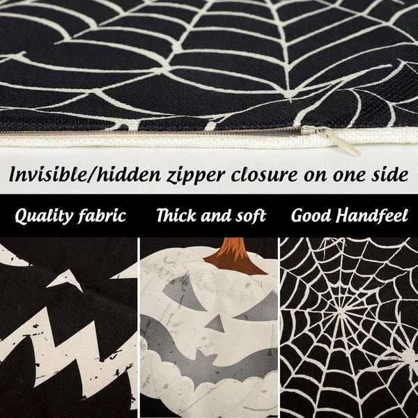 Happy Halloween Pillow Cover 20 X 20 Inch Pumpkin Spider Web Pillow Case Black L