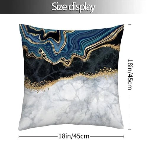 Navy Blue Grey Gold Pillows Covers Set of 4 18" x 18" (Pack of 4) Blue Marble
