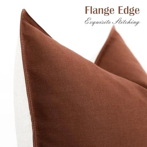 Set of 2 Decorative Cotton Linen Throw Pillow 20" x 12" (Pack of 2) Clay Red