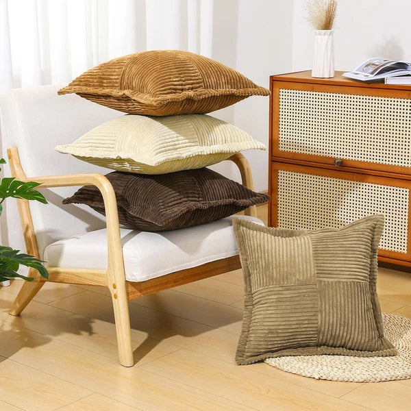 Corduroy Throw Pillow Covers 18×18 Inch, 4 Pack Soft Square Throw Pillow Ca