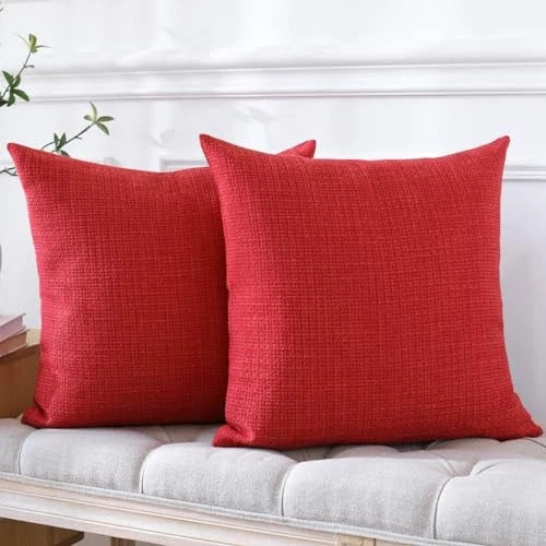 Pack of 2 Throw Pillow Covers 20x20 Inch 20" x 20" (Pack of 2) Red Christmas