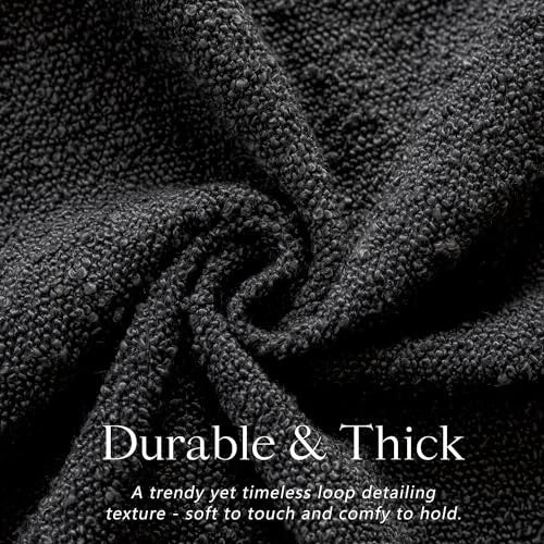 Set of 2, Decorative Textured Boucle Throw Pillow 20" x 12" (Pack of 2) Black