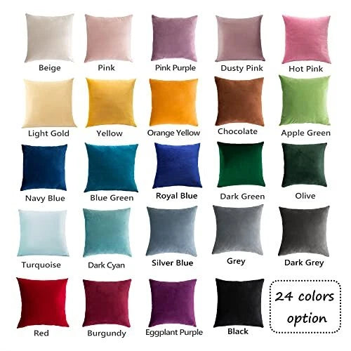 Pack of 2 Cozy Velvet Pillow Covers Square 22" x 22" (Pack of 2) Beige