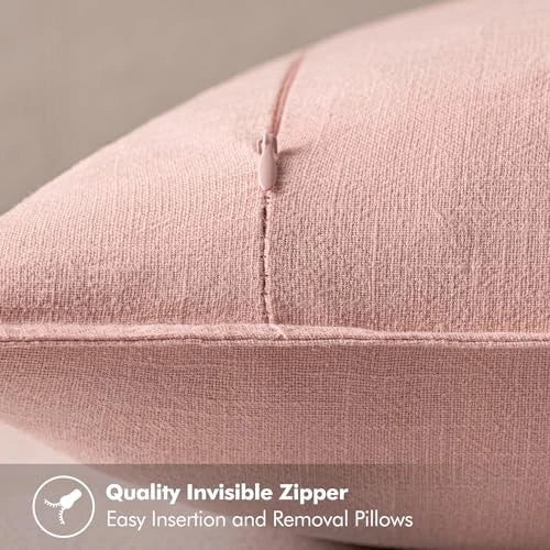 Decorative Linen Pillow Covers0x0 Inch Boho 20" x 20" (Pack of 2) 2 Pink