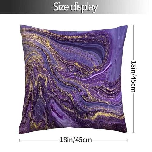 Purple Gold Marble Pillow Covers Set of 4 18" x 18" (Pack of 4) Purple Marble