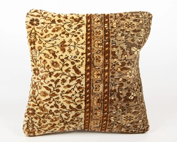 2 Set of Handmade Kilim Wool Jute Cushion Cover 16x16 Hand-woven Pillowscase