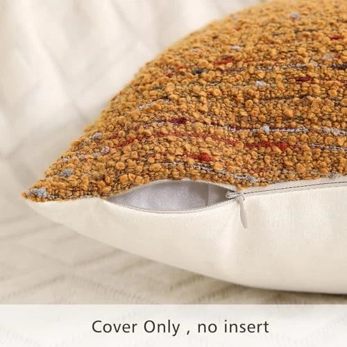 Textured Boucle Lumbar Pillow Covers 12x20 20" x 12" (Pack of 1) Dark Yellow