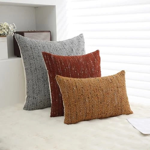 Textured Boucle Lumbar Pillow Covers 12x20 20" x 12" (Pack of 1) Dark Yellow