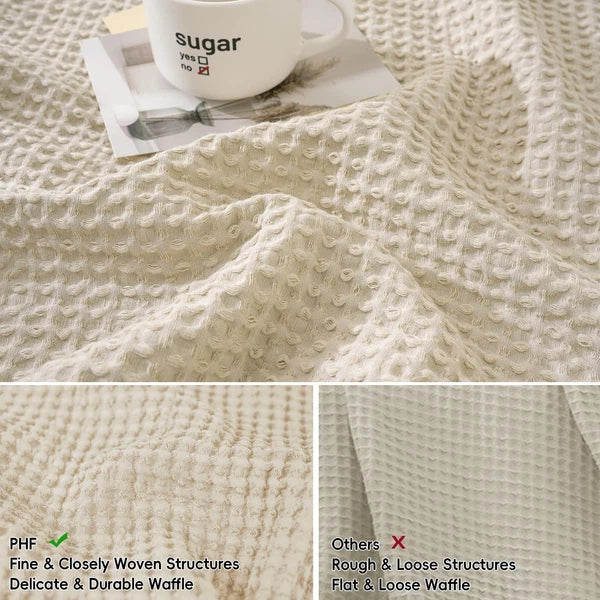 PHF 100% Cotton Waffle Weave Throw Pillow Cover, 22" x 22", No Filling, 2 Pac...