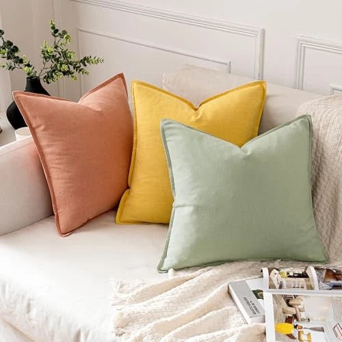 Decorative Linen Pillow Covers 18x18 Inch 18" x 18" (Pack of 2) 2 Light Green