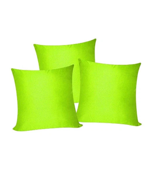 3 x Plain Satin 25x25 Parrot Green Cushion Cover / Pillow Cases /Sofa Décor