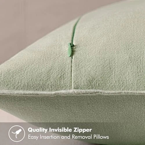 Decorative Linen Pillow Covers 18x18 Inch 18" x 18" (Pack of 2) 2 Light Green