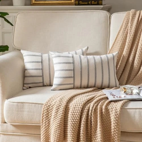 Boho Throw Pillow Covers 12x20 Set of 2 Soft 12" x 20" (Pack of 2) Grey