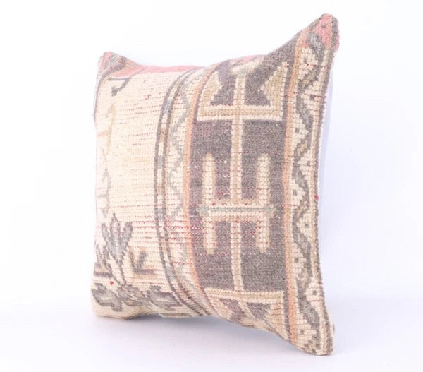 Handmade Kilim Wool Jute Cushion Cover 18x18 Hand-woven Pillowscase