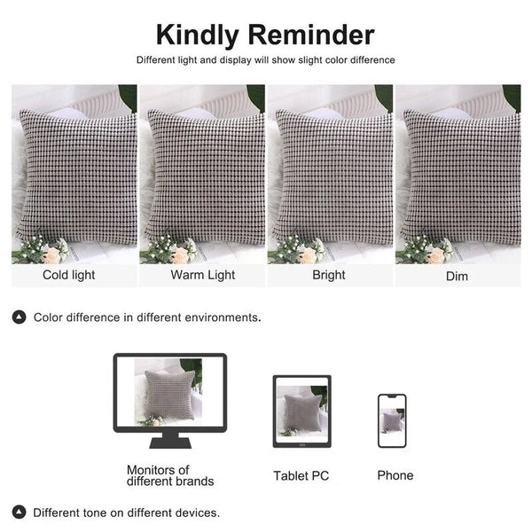 Contemporary Decorative Pillowcase W/ Invisible Zipper Textured Polyester Square