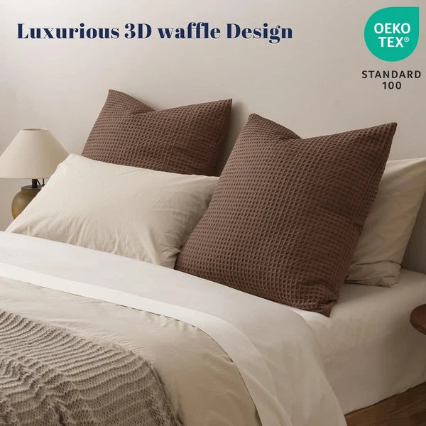 PHF Ultra Soft Waffle Weave Euro Shams Pillow Covers 26" x 26" 2 Pack, No Fil...