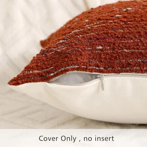 Textured Boucle Lumbar Pillow Covers 12x20 20" x 12" (Pack of 1) Rust Red