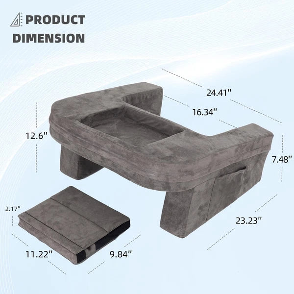 Reading Pillow for Bedroom, Memory Foam Gaming Pillow with Side Pockets for Adul