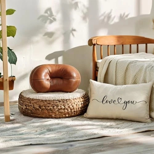 Love You Lumbar Throw Pillow Covers Love Gift for 20" x 12" (Pack of 1) Beige