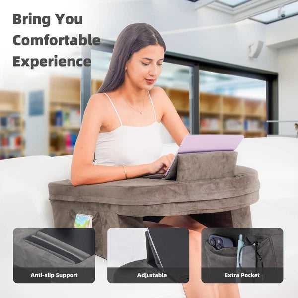 Reading Pillow for Bedroom, Memory Foam Gaming Pillow with Side Pockets for Adul