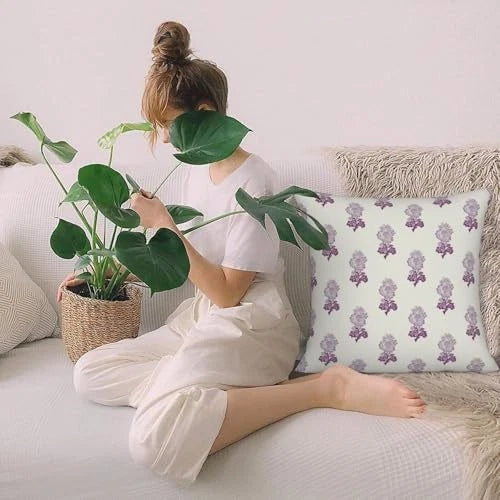 Pillow Covers 18X18 Inch Set of 2, 18" x 18" (Pack of 2) Purple Block Print