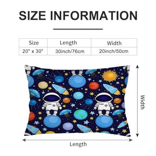 Throw Pillow Cover Queen Size Set of 2,Cartoon Space Astronauts Rockets Blue