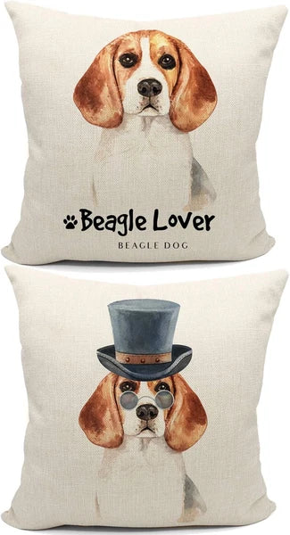 Funny Beagle Dog Reversible Throw Pillow Case, Dog Lover Gifts, Beagle Lover Gif