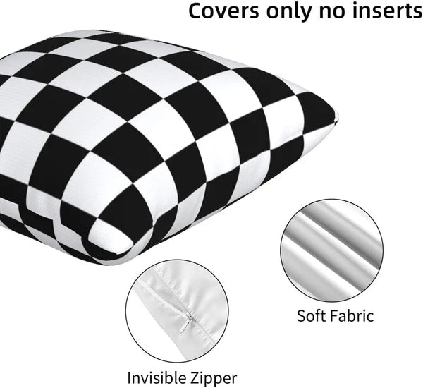 Checkered Pillow Covers 18x18 in 18" x (Pack of 2),