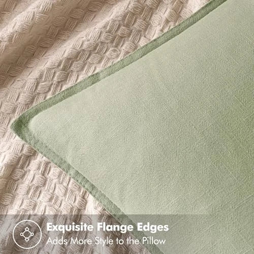 Decorative Linen Pillow Covers 18x18 Inch 18" x 18" (Pack of 2) 2 Light Green