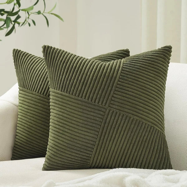 Olive Green Decorative Throw Pillow Covers Set of 2 18X18 Inches for Couch Bed S