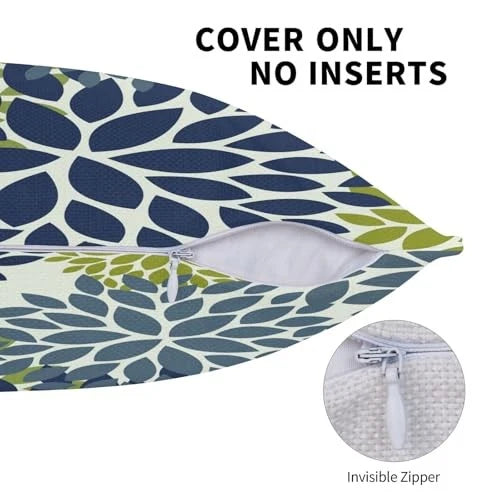 Navy Teal Pillow Covers 18x18 Set of 2 Dahlia 18" x 18" (Pack of 2) Blue Green