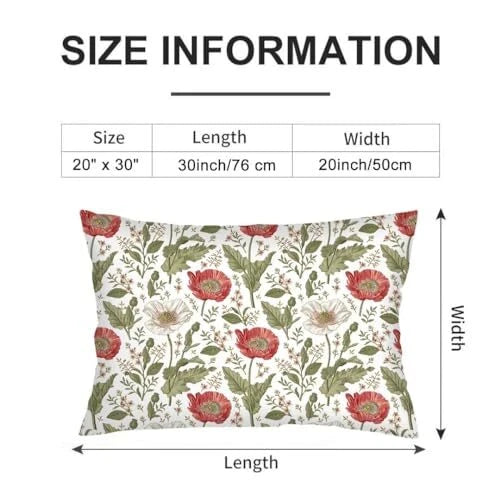 Flowers Pillow Cover Queen Size Set of 2 Spring Floral Wildflowers White Green