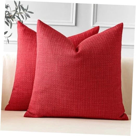 Pack of 2 Throw Pillow Covers 20x20 Inch 20" x 20" (Pack of 2) Red Christmas