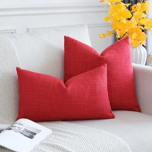 Pack of 2 Throw Pillow Covers 20x20 Inch 20" x 20" (Pack of 2) Red Christmas