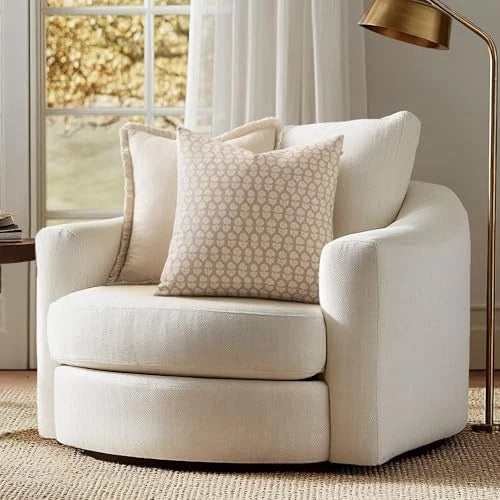 Floral Pillow Covers Decorative Throw 18" x 18" (Pack of 2) Cream Oatmea