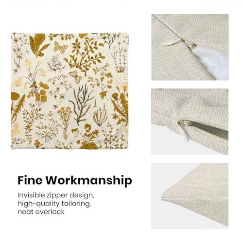 Summer Pillow Covers Set of 2,Mustard 18x18 Inch Mustard Yellow Wild Floral