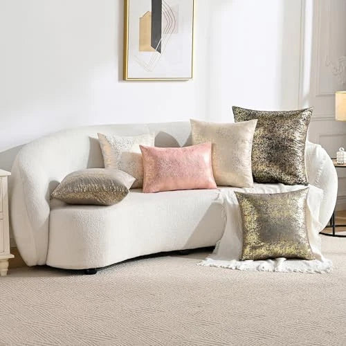 Sparkling Decorative Pillow Covers Set of 12" x 20" (Pack of 2) Gold Black