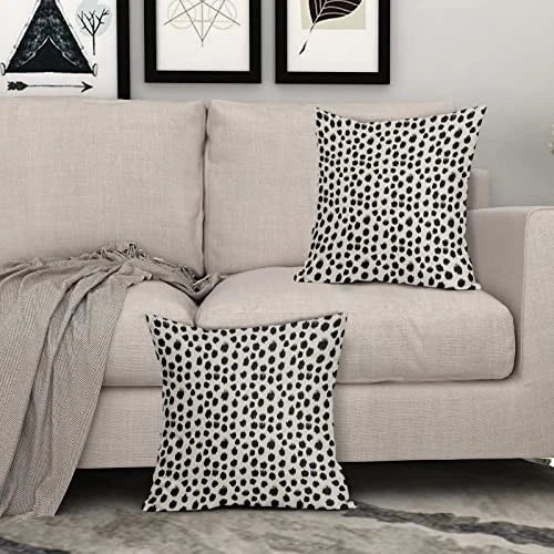 Polka Dot Pillow Covers 18x18 Set of 2 Black 18" x 18" (Pack of 2) Black Dots
