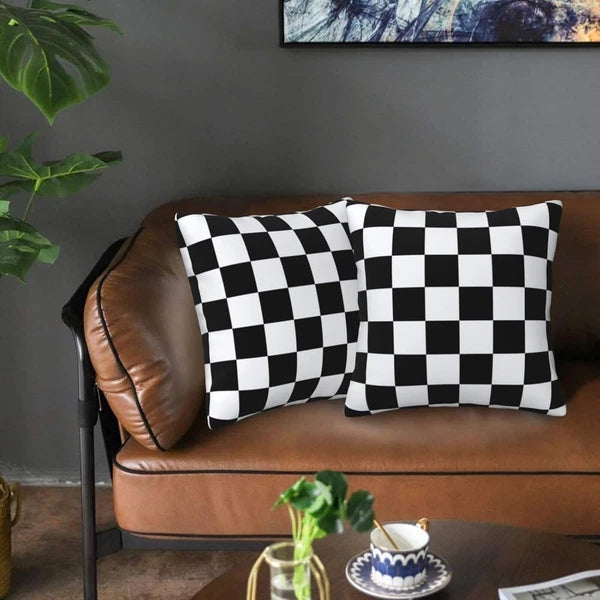 Checkered Pillow Covers 18x18 in 18" x (Pack of 2),