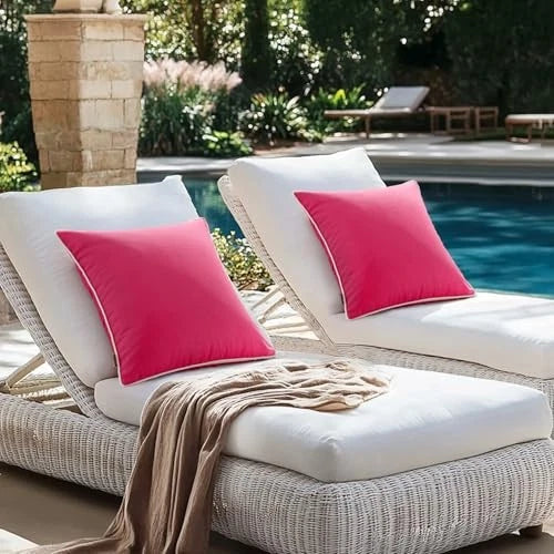 Pack of 2 Outdoor Waterproof Pillow Covers 18" x 18" (Pack of 2) Hot Pink