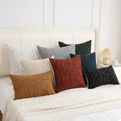 Textured Boucle Lumbar Pillow Covers 12x20 20" x 12" (Pack of 1) Rust Red