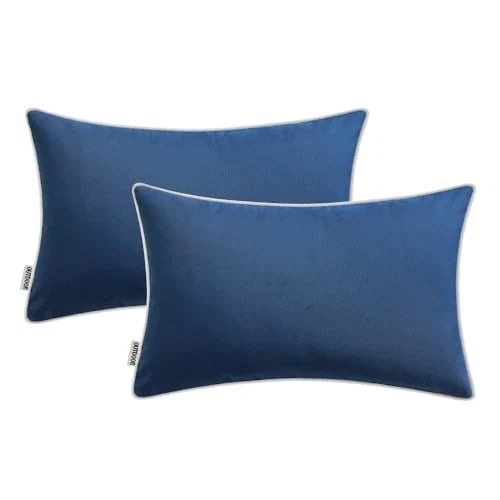 Pack of 2 Outdoor Waterproof Pillow Covers 20" x 12" (Pack of 2) Navy Blue